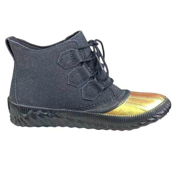 NWT Sorel Women's Out N About Back Gold Metallic Rain Boots Size US 6 - Picture 3 of 10